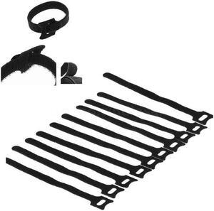 10pcs Self Adhesive Nylon Hook-and-Loop fastener Black Magic Tape Wire Cord Strap Organiser