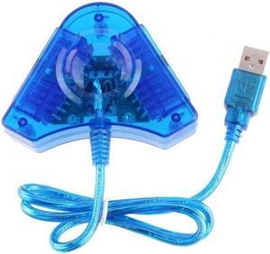 USB TO PC GAME CONTROLLER ADAPTER CONVERTER FOR PS2 BLUE