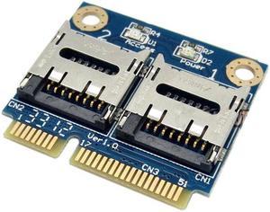 Dual TF Micro SD Card to Mini PCI-E Express with half Bracket Memory Card Reader