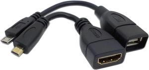 1 set Micro HDMI to HDMI Female Video & Micro USB to USB OTG HOST CABLE