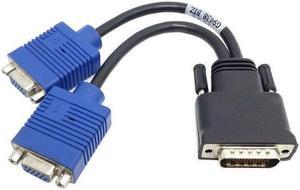DMS-59 / LFH-60 Male to Dual VGA 15pin Female Splitter Extension Cable Blue 20cm