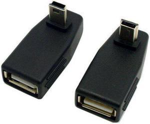 1pair USB 2.0 Female to 5Pin Up + Down Angled 90 Degree Mini USB Male OTG Adapter for Car AUX Tablet