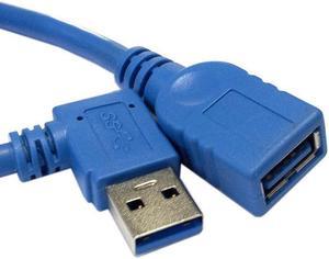 Right Angled 90 Degree USB 3.0 Type-A Male to Female Extension Cable Blue 20-30cm