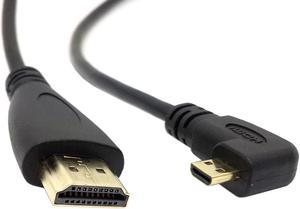 Right Angled 90 Degree Micro HDMI to HDMI Male HDTV Cable 50cm for Cell Phone Tablet & Camera