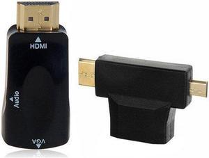 3 in 1 Mini & Micro & HDMI to VGA Output Video Adapter Converter with 3.5mm Audio for Tablet & Projector & Monitor