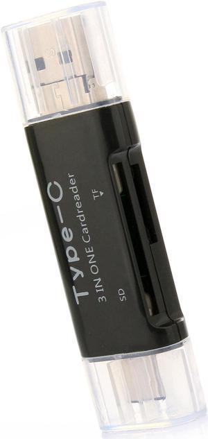 USB-C Type C / USB 2.0 / Micro USB TF Micro SD & SD Card Reader Black