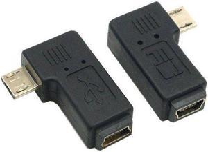 2pcs 90 Degree Left & Right Angled Mini USB 5pin Female to Micro USB Male Data Sync Power Adapter