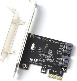 PCI-E Express X1 to Internal Dual Ports SATA 3.0 6Gb/s Expansion Card with High & Low Profile Panel Bracket