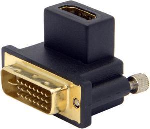Up Angled 90 Degree DVI 24+1 Pin DVI-D Male to HDMI Female Connector Converter Adapter for PC HDTV 1080P Black