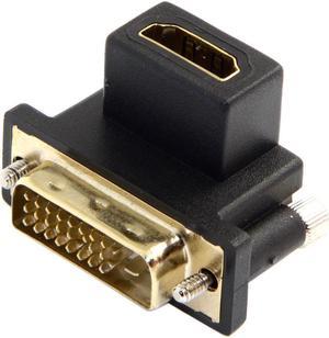 Down Angled 90 Degree DVI 24+1 Pin DVI-D Male to HDMI Female Connector Converter Adapter for PC HDTV 1080P Black