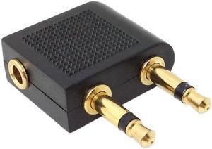 Right Angled 90 Degree 3.5mm Stereo Female Jack to Dual 3.5mm Mono Male Audio Plug Airplane Audio Adapter