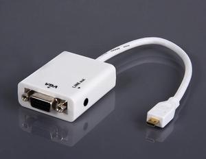 Micro HDMI Male to VGA Female Video Connector Converter Adapter Cable 1080p with 3.5mm Audio Output for Camera Phone Tablet Raspberry Pi 4B HDTV White