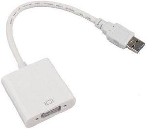 USB 3.0 Male to VGA Female Video Connector Converter Adapter Cable External Graphic Card White