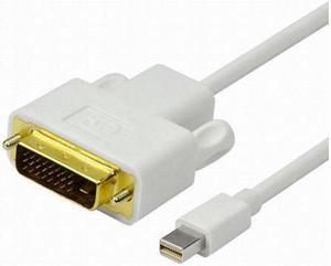 Mini-DP Mini DisplayPort Male to DVI 24+1 DVI-D Male Connector Converter Adapter Cable 1080P 1.8m White 6ft