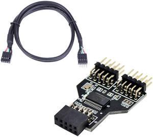 Motherboard USB 2.0  9Pin Internal Header Female to Dual 2x 9Pin Header Male HUB 1-to-2 Splitter Converter PCB Board Adapter with 30cm Extension Cable