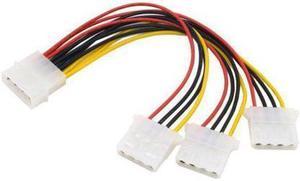 IDE 4Pin Male to 3 IDE 4Pin Female Power Supply Extension Cable 1-to-3 Splitter Cable for Hard Drive HDD 10cm
