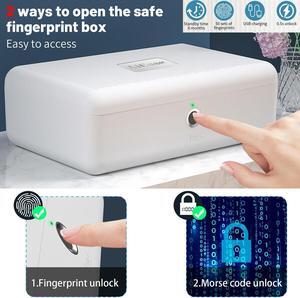 AICase Biometric Fingerprint Storage Box Portable Cash Jewelry Security Box Safe