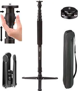 Vidpro MP-66 Venture Maxx 70" Professional Aluminum Monopod with 3-Foot Base & Case