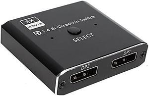 DisplayPort Switch 8K Splitter, Plug & Play, One-Button Switching, Bidirectional Display Port Switcher Box 2 in 1 Out/ 1 in 2 Out, 8K@60Hz, 4K@120Hz, 1080P@240Hz for PC Monitor Laptop