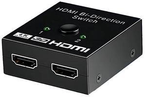 Kirzi HDMI Switch 4K@60Hz Bi-Directional HDMI Splitter 2 in 1 Out Switcher with UHD 3D HDR, Compatible with PS5, PS4, Xbox Series X/S, Roku, Fire Stick, Black