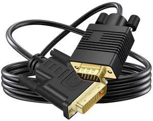 DVI to VGA Cable 15Ft(5m) DVI 24+1 DVI-D M to VGA Male Gold Plated 1080P with Chip Active Adapter Converter Cable for PC-DVD-Monitor-HDTV-Laptop- Projector 15ft