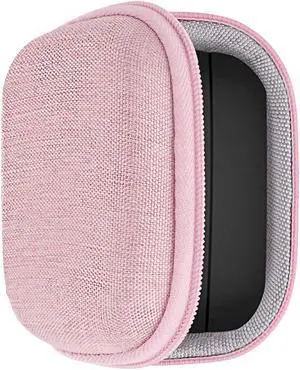 Geekria Shield Case with Carabiner Compatible with Jabra Elite 75t, Elite 65t, TOZO T6 True Wireless Earbuds, Replacement Protective Hard Shell Travel Carrying Bag with Cable Storage (Pink)