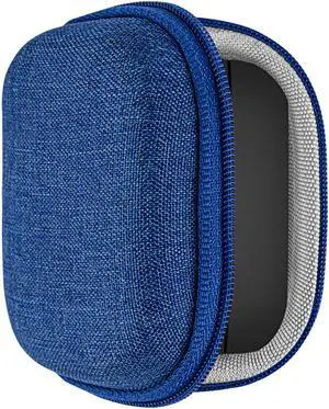 Geekria Shield Case with Carabiner Compatible with Jabra Elite 75t, Elite 65t True Wireless Earbuds, Replacement Protective Hard Shell Travel Carrying Bag with Cable Storage (Blue)
