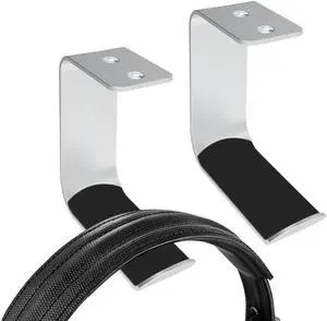 Geekria Under-Desk Headphone Stand Mount Holder / Headsets Hanger / Gaming Headset Headphone Hook / Universal Stand for All Headphones Size (2pcs C Silver)