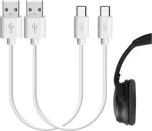 Geekria Micro-USB Headphones, Earbuds Short Charger Cable, Compatible with Bose QC 35 II, QC 35, QC 25, SoundLink Charger, USB to Micro-USB Replacement Power Charging Cord (1 ft / 30 cm 2 Pack)