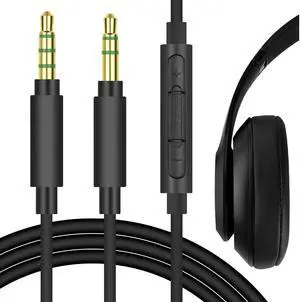 Geekria QuickFit Audio Cable with Mic Compatible with Beats Mixr Pro, Solo3.0, Solo2.0, Studio3 Cable, 3.5mm Aux Replacement Stereo Cord with Inline Microphone and Volume Control (4 ft/1.2 m)