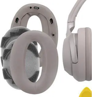 Geekria QuickFit Protein Leather Replacement Ear Pads for Sony WH-1000XM2, MDR-1000X Headphones Ear Cushions, Headset Earpads, Ear Cups Repair Parts (Champagne Gold)