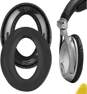 Geekria QuickFit Protein Leather Replacement Ear Pads for Sennheiser PXC450, PXC350, PC350,HME95, HMEC250 Headphones Earpads, Headset Ear Cushion Repair Parts (Black)