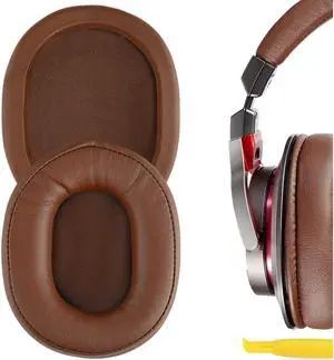 Geekria QuickFit Protein Leather Replacement Ear Pads for ATH M50X, M50xBT2, M50XBT, M50, M40X, M30, M20, M10, ATH-MSR7 Headphones Earpads, Headset Ear Cushion Repair Parts (Brown)