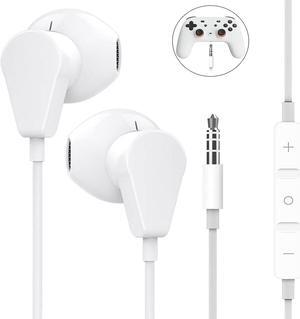 Geekria 3.5mm Earbuds with Microphone, Compatible with PS4, Google Stadia, Luna, Xbox One, Laptop, PC, Smartphone, Gaming Headset with Microphone And Volume Control, Stereo Headset. (White)