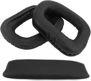 Geekria Earpad + Headband Compatible with Logitech G35 Headphone Replacement Ear Pad + Headband Cover / Ear Cushion + Headband Pad  Earpads Repair Parts Suit (Black)