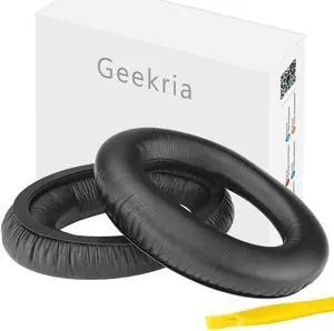 Geekria QuickFit Protein Leather Replacement Ear Pads for Sennheiser GAME ONE, GAME ZERO, PC360, PC363D, PC373D Headphones Ear Cushions, Headset Earpads, Ear Cups Repair Parts (Black)