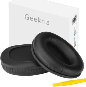Geekria QuickFit Protein Leather Replacement Ear Pads for HyperX Cloud Flight, Cloud Flight S, Cloud Stinger Gaming Headphones Ear Cushions, Headset Earpads, Ear Cups Repair Parts (Black )