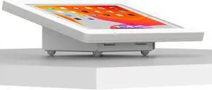 VidaMount White Exposed Rear Camera Enclosure and Fixed Tilted 15° Desk / Surface Mount [Bundle] compatible with iPad 10.2" (7th & 8th Gen)