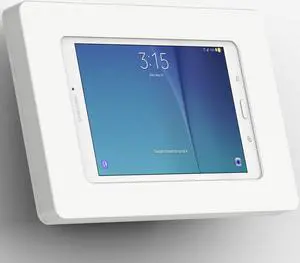 VidaMount White Enclosure and Fixed Tilted 15° Wall Mount [Bundle] compatible with Samsung Galaxy Tab E 8.0