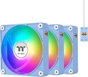 Thermaltake CT140 EX ARGB PC Cooling Fan Hydrangea Blue 3-Fan Pack, Magnetic Connection, 5V Motherboard Sync, 16.8 Million Colors 9 Addressable LEDs, 140 mm Case/Radiator Fan, CL-F197-PL14BU-A