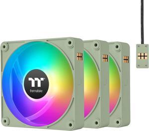 Thermaltake CT140 EX ARGB Reverse PC Cooling Fan Matcha Green 3-Fan Pack, Magnetic Connection, 5V Motherboard Sync, 16.8 Million Colors 9 Addressable LEDs, 140 mm Case/Radiator Fan, CL-F199-PL14MG-A