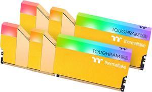 Thermaltake TOUGHRAM RGB DDR4 3600MHz 16GB (8GB x 2) 16.8 Million Color RGB Alexa/Razer Chroma/5V Motherboard Syncable RGB Memory- Metallic Gold RG26D408GX2-3600C18A