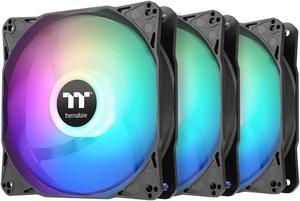Thermaltake LE120 ARGB PWM Fan (3 Pack) PWM controlled 500~1500 rpm 5V Motherboard Sync 16.8 Million Colors 9 Addressable LEDs Airflow 66.1 CFM 120mm Hydraulic Bearing Case Fan CL-F204-PL12SW-A