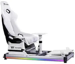 Thermaltake GF500 Flight Simulator Cockpit, Compatible with Thrustmaster-Logitech-Turtle Beach-Virtual Fly-VKB-Virpil-Winwing, Pedals and Controls not Included, PC & Console, Snow, GSC-F50-CPASWH-01