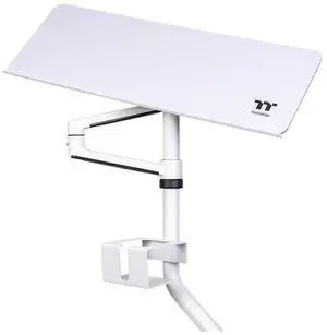 Thermaltake Keyboard & Mouse Tray; 3 Axis Horizontal Rotation; Adjustable Tilt and Height, Tilt, and Angle; Cup Holder; Mouse Pad Included; GR500 & GF500 Compatible; Snow; GSC-ACC-KBASWH-01