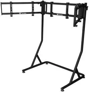 Thermaltake Triple Monitor Stand Pro; Up to (x3) 32" Curve or 34" Flat; Powder Coated Steel; 920mm-1120mm Height Range; VESA Mounting; Racing Simulator Compatible; Black; GSC-MSP-MDSLBB-01