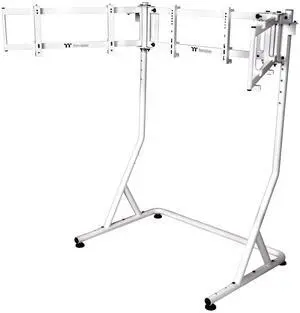 Thermaltake Triple Monitor Stand Pro; Up to (x3) 32" Curve or 34" Flat; Powder Coated Steel; 920mm-1120mm Height Range; VESA Mounting; Racing Simulator Compatible; White; GSC-MSP-MDSLWH-01