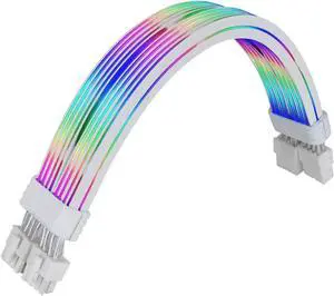 Thermaltake Tt Mod ARGB 8-Pin Cable; Illuminated Cable Extension; 345mm Length; 5V 3-Pin ARGB; 2x8-Pin Connectors; 16AWG; White; AC-082-CN6NAN-A1