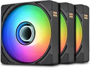 Thermaltake CT140 EX Infinity ARGB Sync 3 Pack; Infinity Mirror Hub; 140mm x 28mm; PWM 500~1800 RPM; MagForce 2.0; 5V 3-Pin Motherboard Sync; 3-Pack; Black; CL-F242-PL14SW-A Thermaltake CT140 EX Infinity ARGB Sync 3 Pack; Infinity Mirror Hub; 140mm x 28mm; PWM 500~1800 RPM; MagForce 2.0; 5V 3-Pin Motherboard Sync; 3-Pack; Black; CL-F242-PL14SW-A