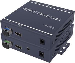 4Kx2K@60Hz HD HDMI2.0 KVM Extenders Up to 20KM(12.4miles) Over Single Mode SFP MSA SC/LC Fiber Optic Transmitter and Receiver